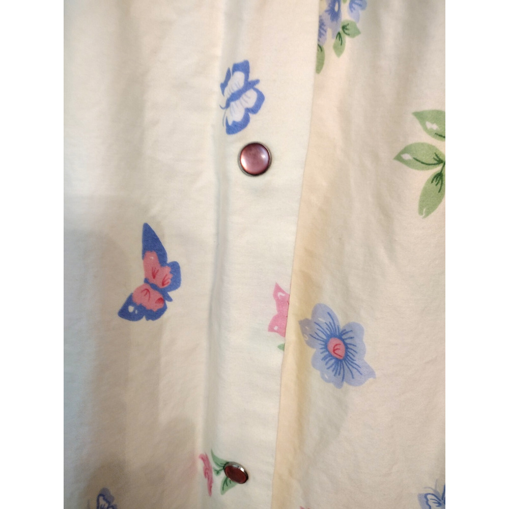 Coffee Time House Dress Duster Robe MuuMuu Yellow Floral Cotton Midi Pockets 1X - Picture 8 of 13